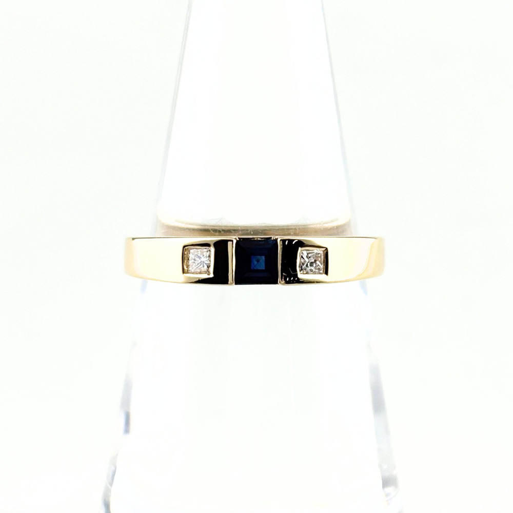Tiffany & Co. Sapphire YG Yellow Gold Ring with Small Diamonds (750) - Women's